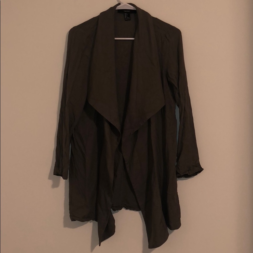 Forever 21 olive cape-like cardigan size S